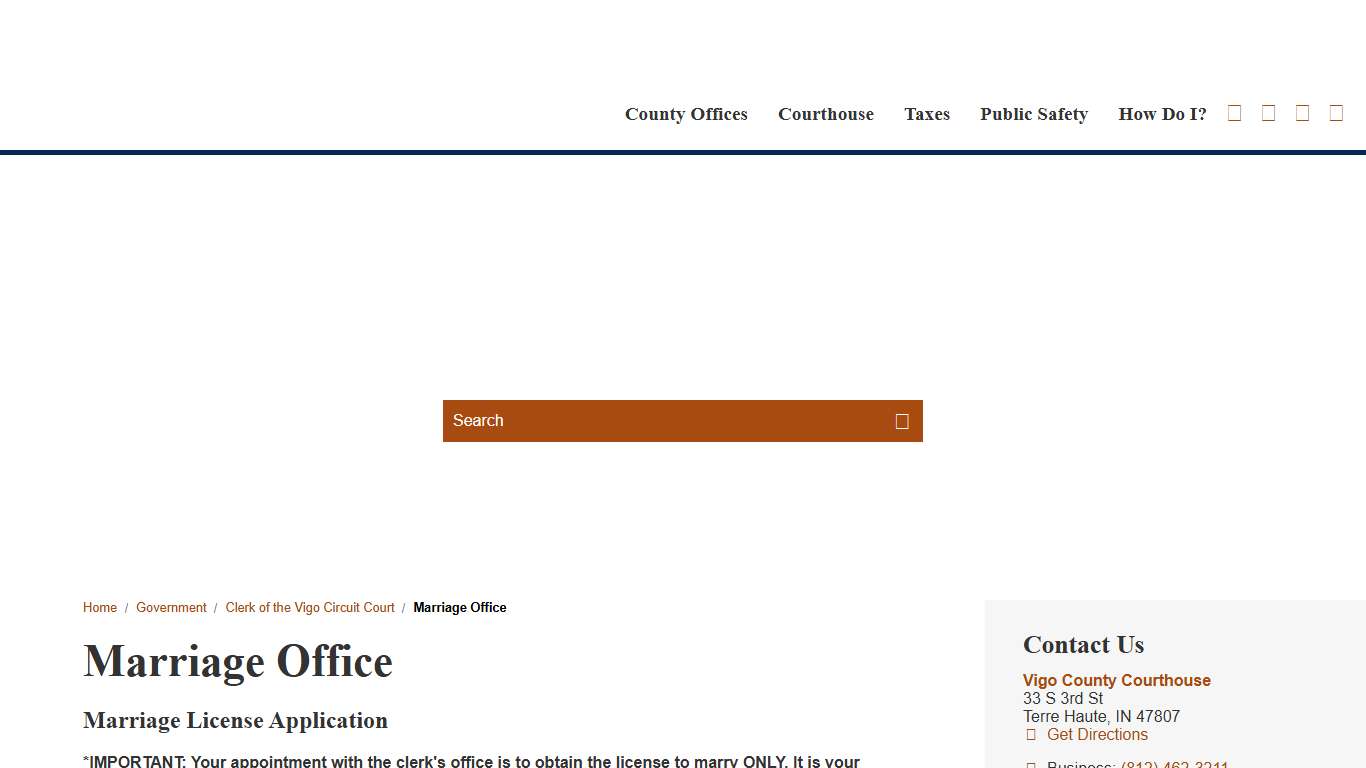 Marriage Office / Vigo County, Indiana