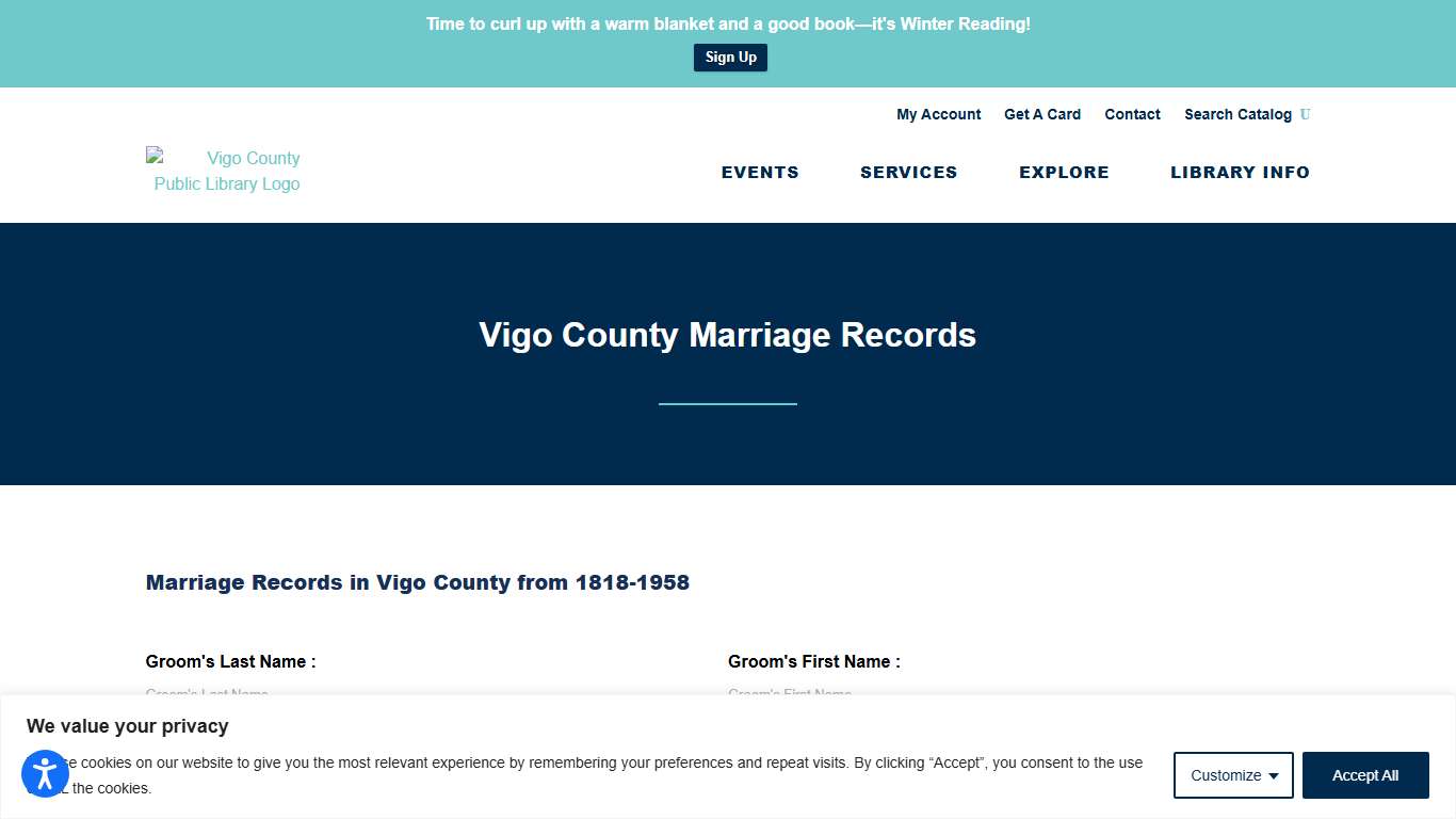 Vigo County Marriage Records Database - VCPL
